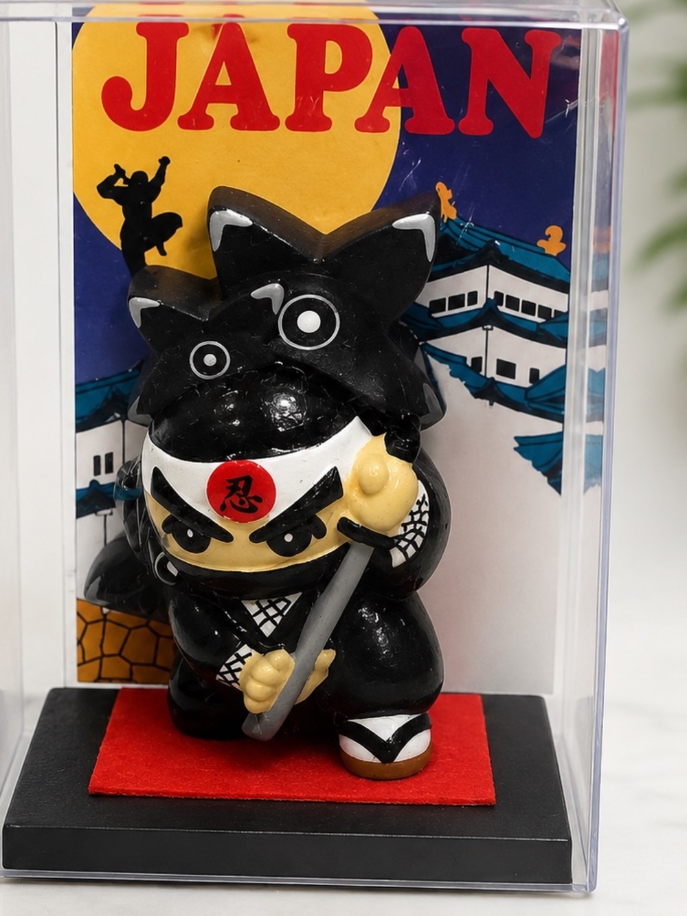 Black Ninja Figurine with Red Accent - Japan Souvenir